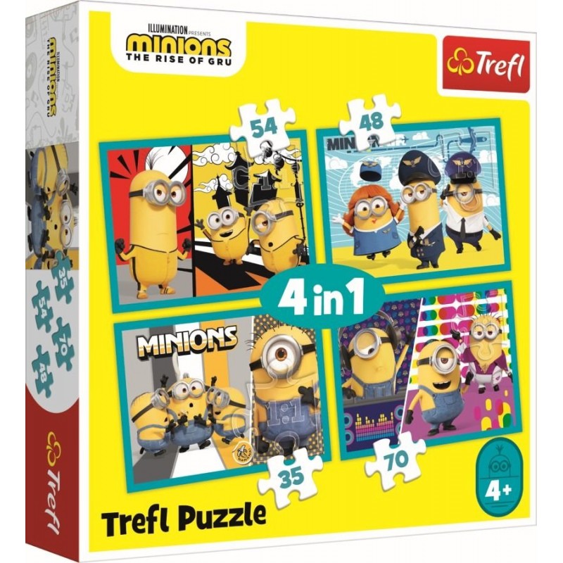 TREFL 34339 Puzzle 4w1 Wesoły świat Minionków
