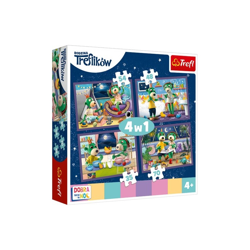 TREFL 34370 Puzzle 4w1 Wieczorne rytuały Treflików