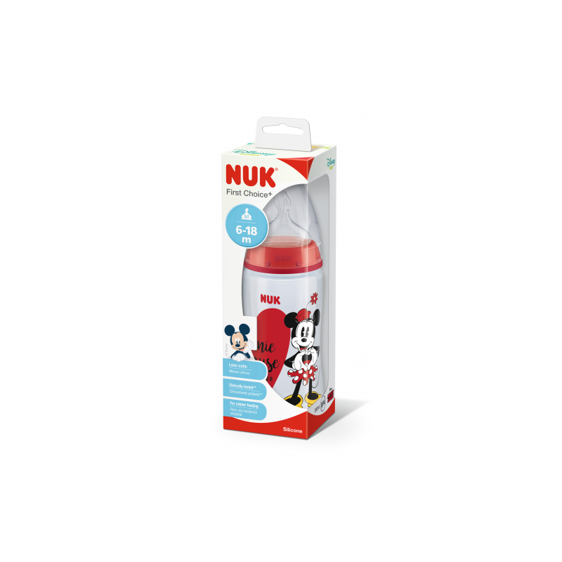 NUK 741019 Butelka FC+ PP 300ml ze wskaźnikiem temperatury DISNEY MYSZKA MIKI smoczek silikonowy M 6-18