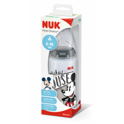 NUK 741019 Butelka FC+ PP 300ml ze wskaźnikiem temperatury DISNEY MYSZKA MIKI smoczek silikonowy M 6-18