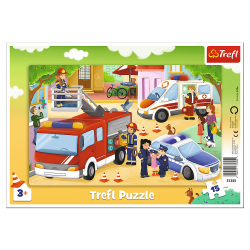TREFL 31355 Puzzle 15 Ramkowe - Pojazdy interwencyjne