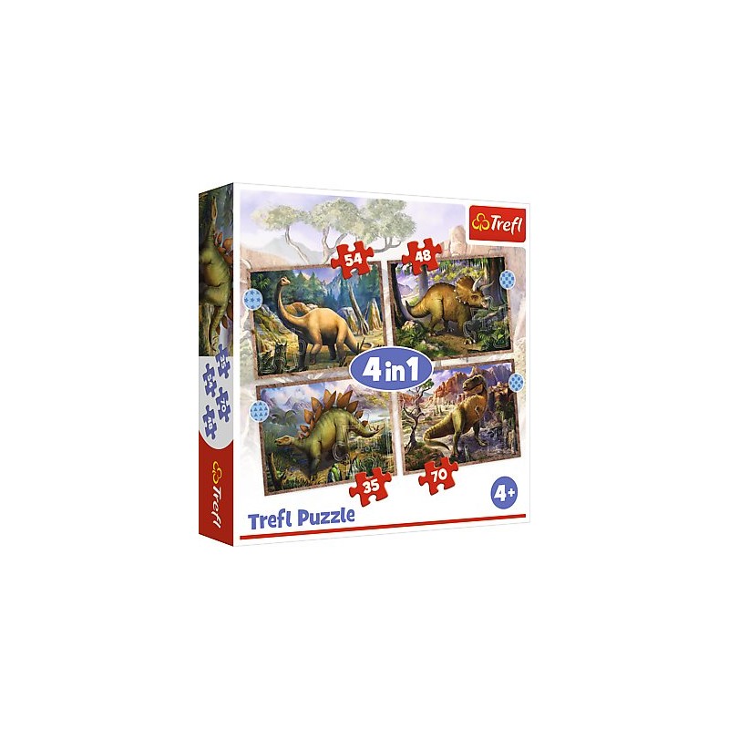 TREFL 34383 Puzzle 4w1 Ciekawe dinozaury