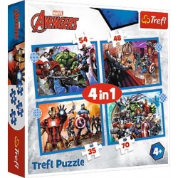 TREFL 34386 Puzzle 4w1 Odważni Avengersi