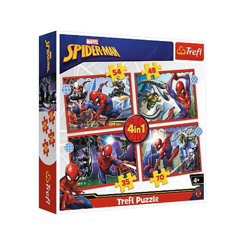 TREFL 34384 Puzzle 4w1 Bohaterski Spider-Man