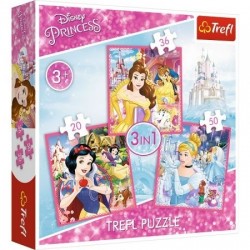 TREFL 34833 Puzzle 3w1 Zaczarowany świat księżniczek