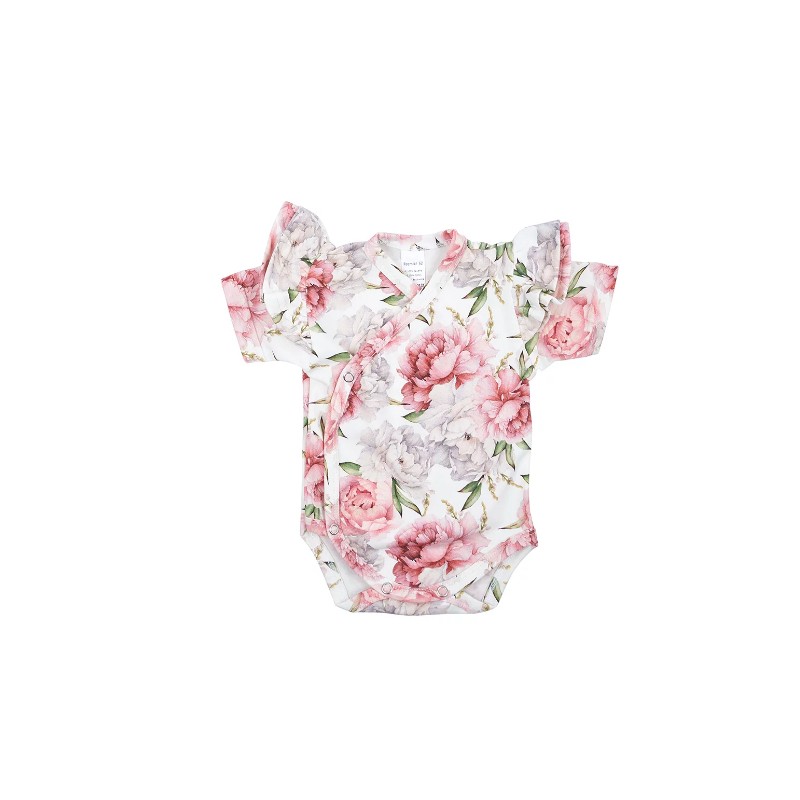 BABY 01206 Body niemowlęce kr rękaw Peonie 56/62