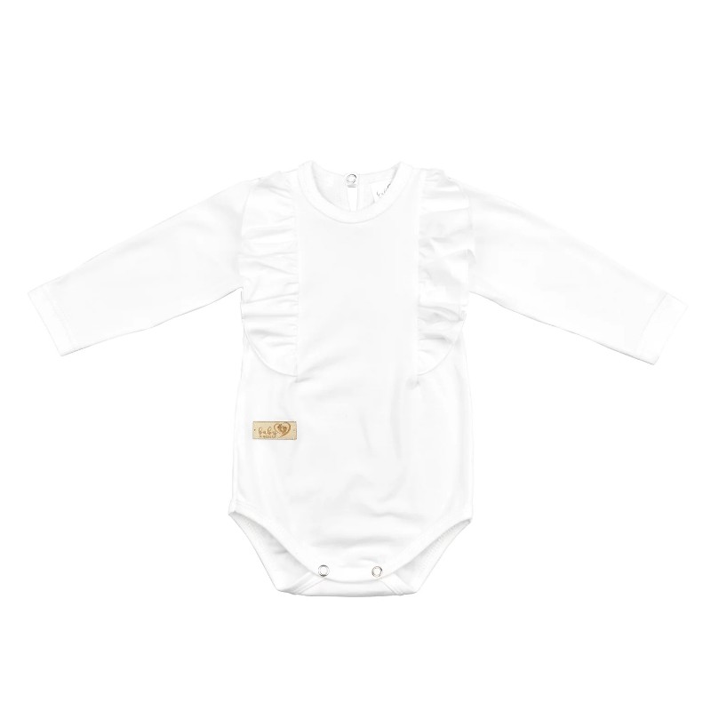 BABY 01377 Body niemowlęce dł rękaw Falbanka Ecru 56/62