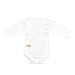 BABY 01379 Body niemowlęce dł rękaw Falbanka Ecru 80/86