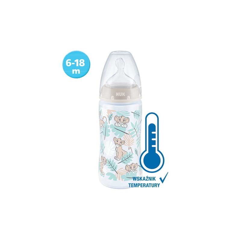 NUK 741764 Butelka FC+ 300ml DISNEY KRÓL LEW ze wskaźnikiem temperatury smoczek 6-18m