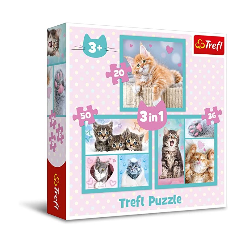 TREFL 34862 Puzzle 3w1 Słodkie zwierzaki