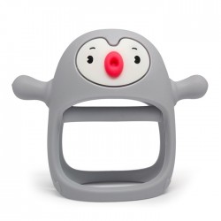 SMILY MIA Gryzak silikonowy Pingwin light grey