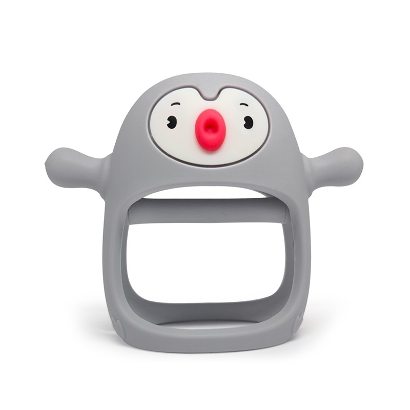 SMILY MIA Gryzak silikonowy Pingwin light grey