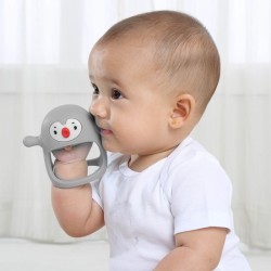 SMILY MIA Gryzak silikonowy Pingwin light grey