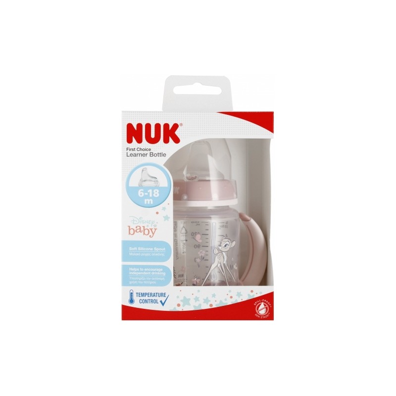 NUK 743313 Butelka FC 150 ml z uchwytami i wskaźnikiem temperatury DISNEY BAMBI ustnik silikonowy niekapek