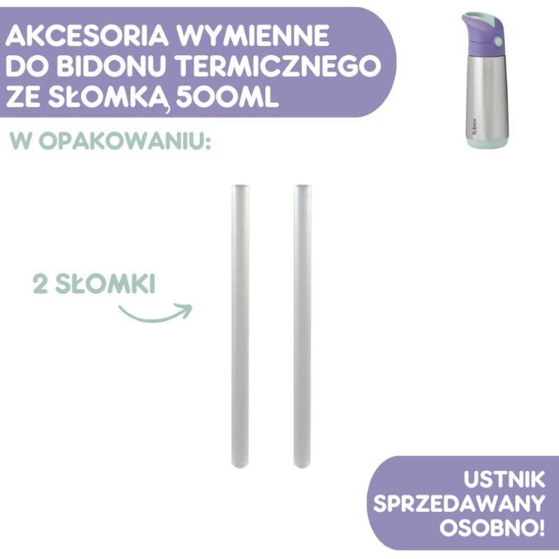 B.BOX BB00357SET Zestaw słomek do bidonu termicznego 500 ml, 2 szt