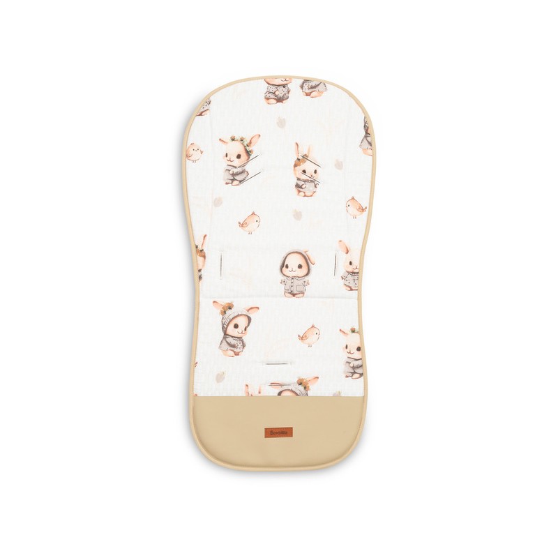 WKŁADKA MUŚLINOWA DO WÓZKA - KRÓLICZKI BEŻOWY